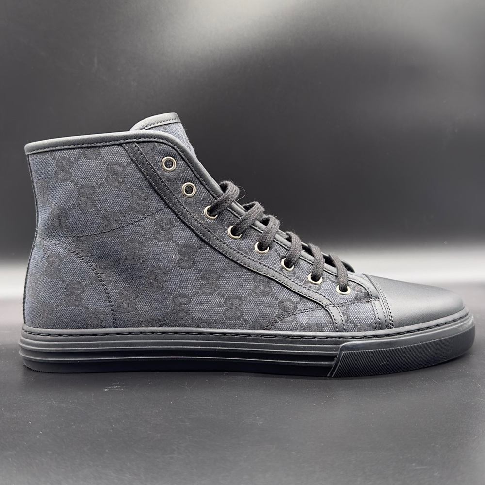 *** BRAND NEW GUCCI HI TOP CANVAS AND LEATHER SNEAKERS WITH ORIGINAL PACKAGING - Picture 3 of 10